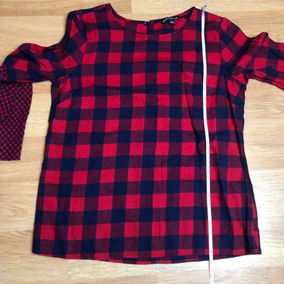 J.CREW MERCANTILE plaid boho bell sleeve shirt 2 - Picture 11 of 14